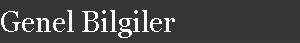 Genel Bilgiler